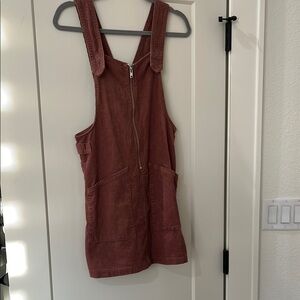 Dusty Red Suede Overall Dress